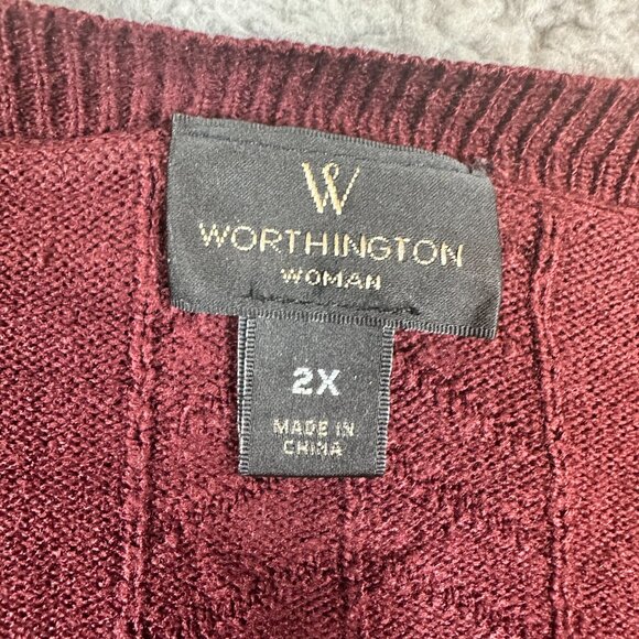 Worthington Sweater Womens burgundy Plus Size 2X Crew Neck long Sleeve Pullover - Picture 7 of 12